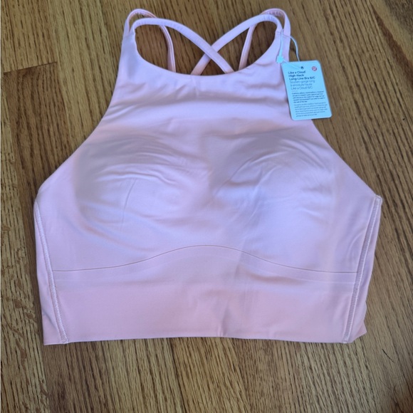 Lululemon Soft Pink Sports Bra with Strappy Cross-Back